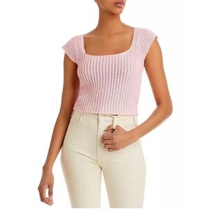 Lucy Paris Pear Crochet Top in Pink XS